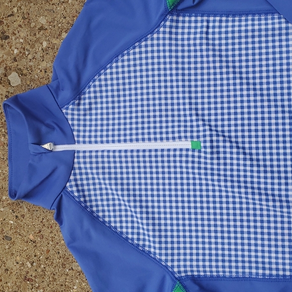 Polo Ralph Lauren Golf II Pullover Blue Gingham UPF 40+ Long Sleeve Top 6X Youth - Picture 2 of 9